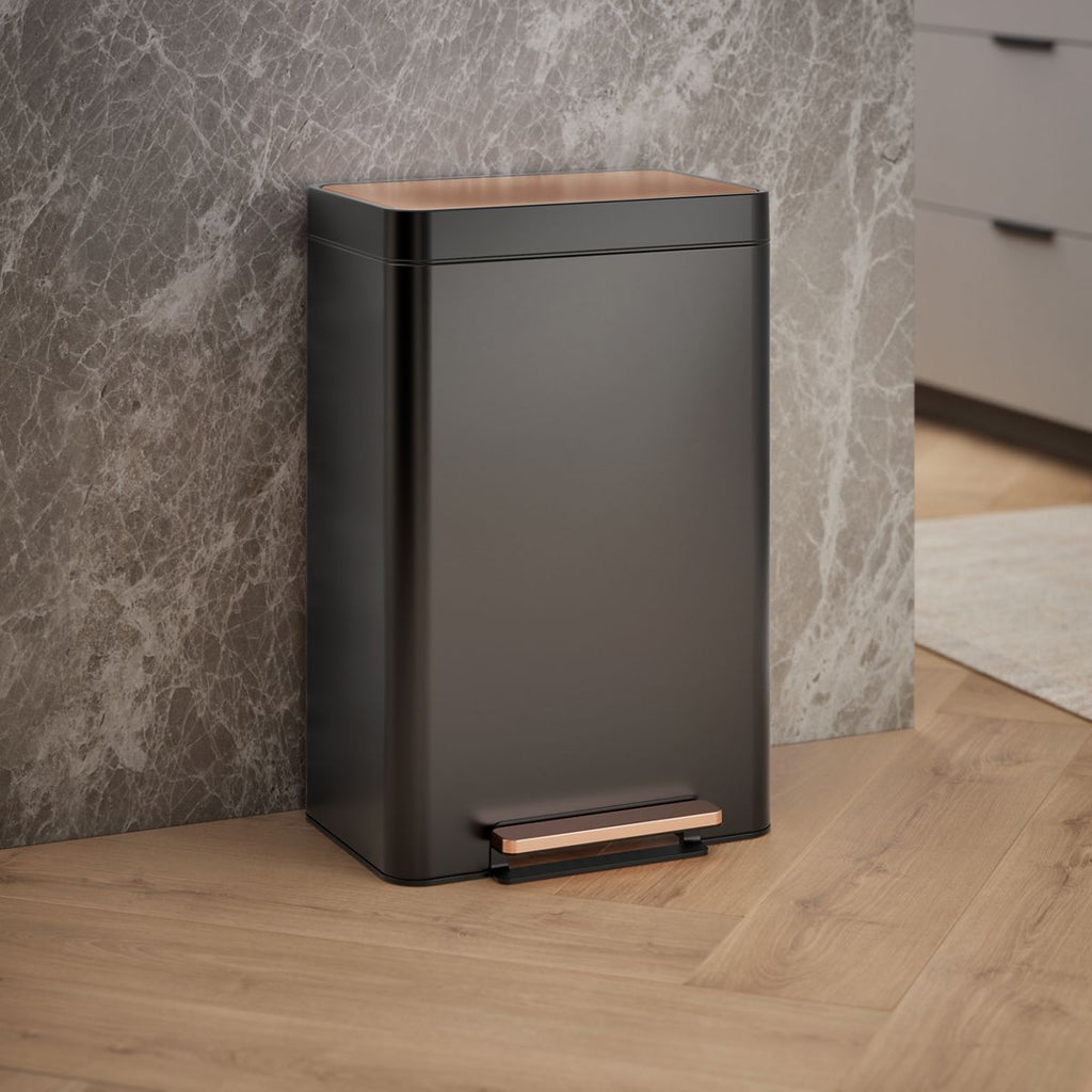KOHLER K-20940 13-gallon stainless steel step trash can